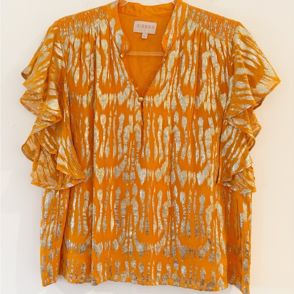 Ciebon Flutter Sleeve Gold Embellished Blouse - Picture 5 of 5